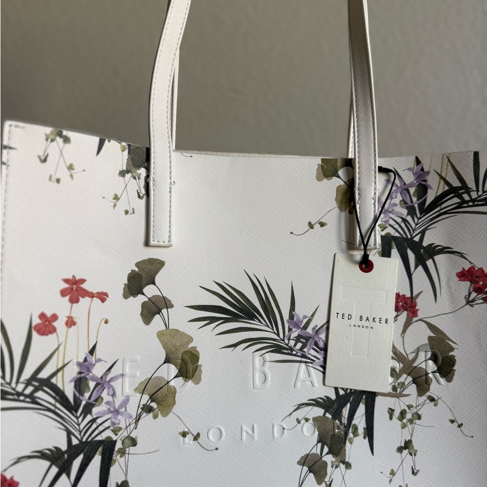 Ted Baker White Botanical Tote Bag – Elegant Floral Shopper